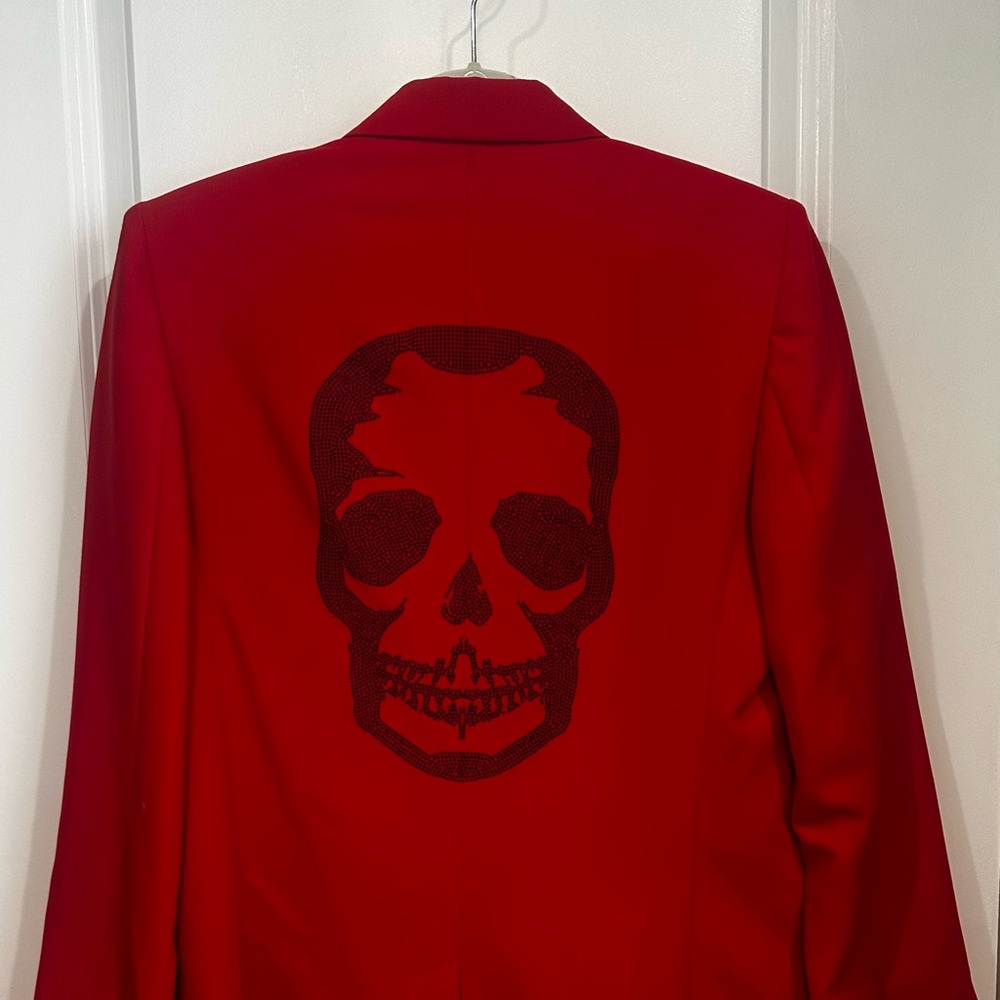 Zadig & Voltaire Red Blazer with Skull Design